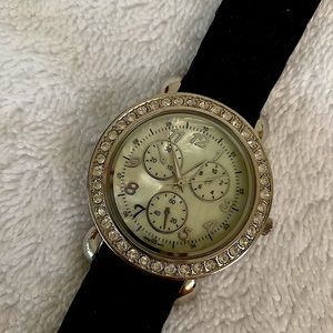 Silver Watch with Black Rubber Strap